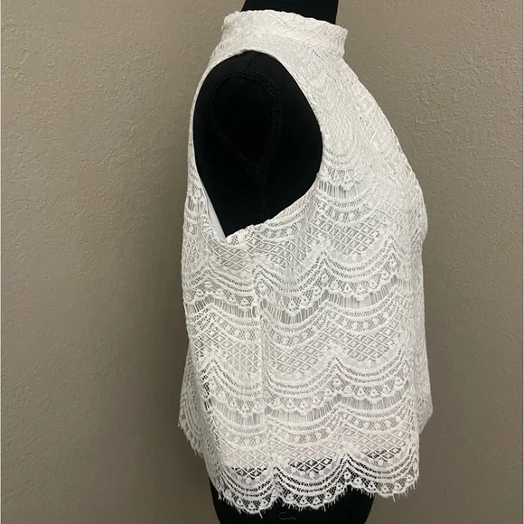 Haute Monde Lace Halter Neck Blouse White Size S - Picture 4 of 6